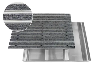 Produktbild von Emco Eingangsmatte DIPLOMAT + Bodenwanne 75mm Aluminium, Rips Hellgrau,Größe:75x50cm