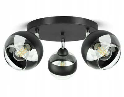 Zdjęcie produktu dla Lampa Wisząca Sufitowa Żyrandol Czarna Szklane Kule Black Belt EG3 LED E27