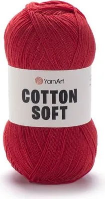 Produktbild von YarnArt Baumwolle Soft Garn 90 Intensives Rot, 600m/100g, Weich & Pflegeleicht, Ideal für Kindermode