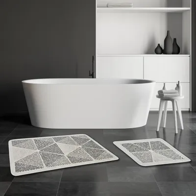 Produktbild von Miqna 2-tlg. rutschfeste Badteppich Set, waschbar (60x100 & 50x60 cm)