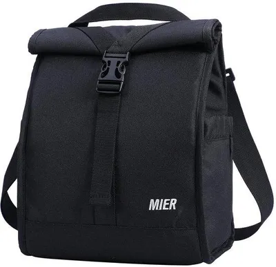 Produktbild von Isolierte Lunchbox, schwarzes Roll-Design, praktisch für Schule, Arbeit, Reisen