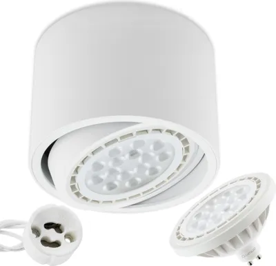 Produktbild von LUMILED Aufbauspot LED Aufbauleuchte Deckenspot Deckenlampe Spot rund weiß + LED-Leuchtmittel ES111 GU10 15W Neutralweiß 4000K 230V 38°
