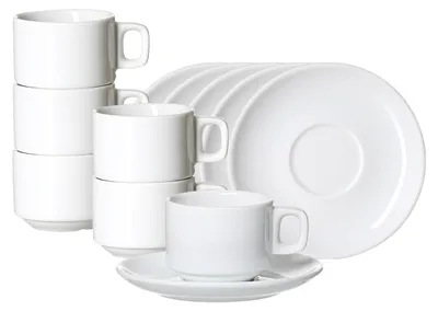 Produktbild von Ritzenhoff & Breker Bianco Espressotasse mit Untertasse 85 ml 6er Set