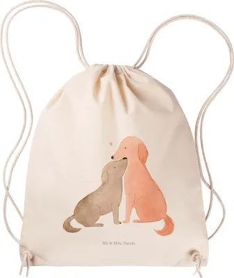 Produktbild von Mr. & Mrs. Panda Jutebeutel Hunde Liebe - Transparent - Geschenk, festivalbeutel, wander rucksack, Kuscheln, Beutel, Sprüche, Kleiner, Herz, Kuss, Hund, sporttasche klein