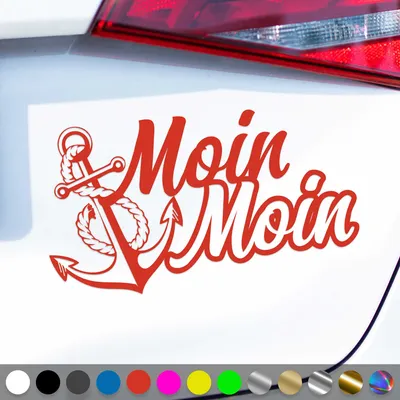 Produktbild von PantherPixel Moin Moin Aufkleber Anker Nordsee Ostsee Küste Sticker Auto Geschenkidee Farbe Rot