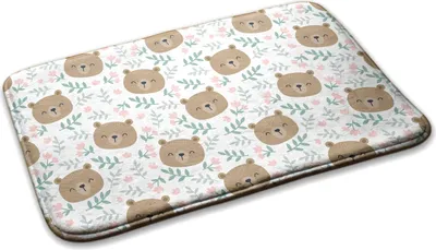 Produktbild von Teppich Kinderteppich Schlafzimmer Modern - 75 cm x 45 cm - Teddybären Und Blumen