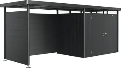 Produktbild von Biohort 84038, Gartenhaus Vordach Wand, Dunkles Grau, Metallisch, Biohort, HighLine H2, 1570 mm, 25 mm