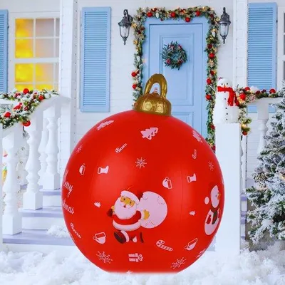 Produktbild von Famanu Aufblasbare Weihnachtskugel 60 cm - Gigantisches PVC Ornament für Garten und Außenbereich