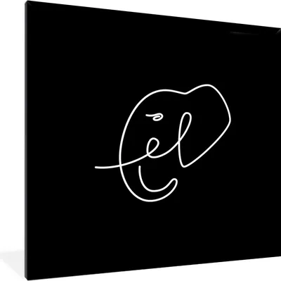Produktbild von MuchoWow® MuchoWow® Gerahmtes Poster Elefant - Einfach - Schwarz - Weiß 40x40 cm - Poster mit zchwarzem Bilderrahmen - Mit Rahmen - Wanddekoration Schlafzimmer