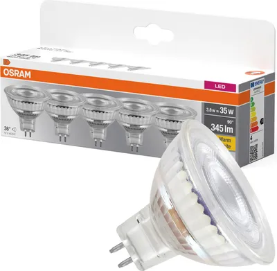 A package of OSRAM LED bulbs with one bulb in the foreground.