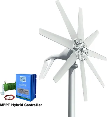 Obrázek produktu pro Horizontální větrná turbína, výkon, 8 lopatek, s LCD ovladačem, 1000W, 48V