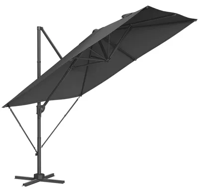 Produktbild von Garten Ampelschirm - Sonnenschirm 2,7 x 2,7 m - UPF 50+ UV-Schutz - 360° drehbar - Neigbar - Kurbel - Kreuzständer - Grau