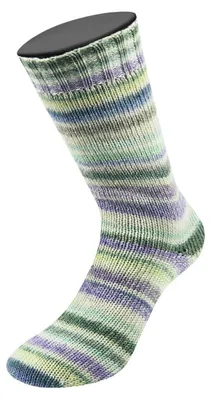 Produktbild von Lana Grossa - Cool Wool 4 Socks Print 7767 mint natur türkis hellgrau grüngrau vanille graugrün blaulila lavendel
