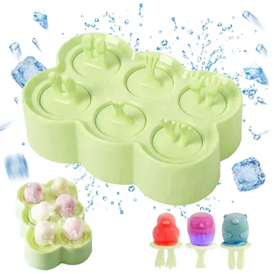 Produktbild von Eiswürfelform - 6 Formen für Eis aus Silikon - Zum Einfrieren von Obst oder Joghurt - Grün