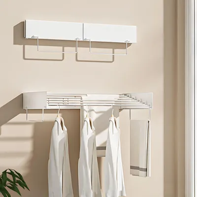 Produktbild von Wäscheständer, Wandmontage 80 cm, ausziehbar, Edelstahl, klappbar, für Balkon