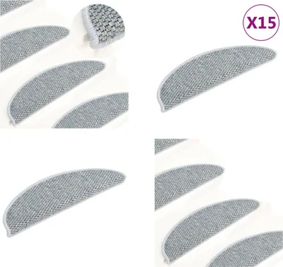 Produktbild von vidaXL Treppenmatten Selbstklebend Sisal Optik 15 Stk. 56x17x3cm Blau - Stufenmatte - Stufenmatten - Stufenteppich - Stufenteppiche