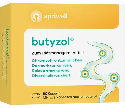Obrázok produktu pre Apriwell Butyzol, kapsuly, na liečbu chronických zápalových ochorení čriev, syndrómu dráždivého čreva a divertikulózy, 60 kapsúl