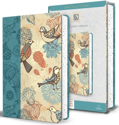 Produktbild von KJV Holy Bible, Large Print Medium Format, Blue with Birds Faux Leather W/ Ribbon Marker, Red Letter