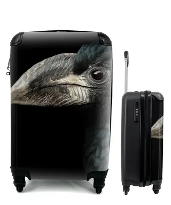 Produktbild von MuchoWow® Koffer Handgepäck Trolley Rollkoffer Kleine Reisekoffer mit 4 Rollen - Vogel - Porträt - Hornvogel - Schwarz - Tiere - Cabin Size < 55x40x23 cm & 55x40x20 cm - Fotokoffer - Kabinenkoffer - Boardgepäck - Reise-Box - Reisekoffer - Reisegepäck - Koffer mit Bild - Trolley für Kinder