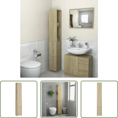 Obrázek produktu pro The Living Store Koupelnová skříňka Sonoma dub 25x26,5x170 cm Materiál na bázi dřeva