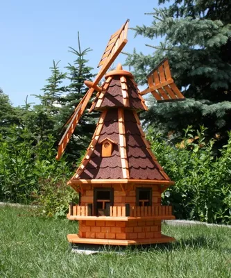 Produktbild von 1,30m große Windmühle mit Solarlicht rot Typ 6.1
