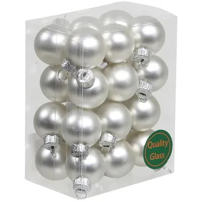 Produktbild von 24 x Kleine Baumkugeln aus Glas 25 mm - silber matt + glanz - Glaskugeln zum Hängen - Christbaumschmuck klein  Adventskranzdeko