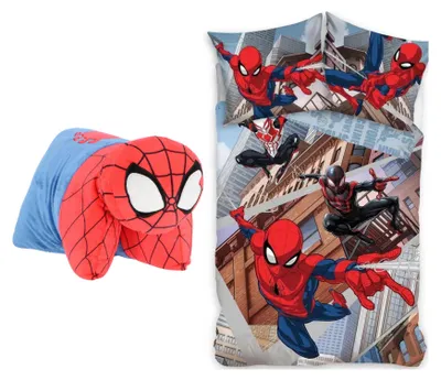 Produktbild von Spiderman-Schlafzimmer-Set: Bettbezug und 2-in-1-Kissen
