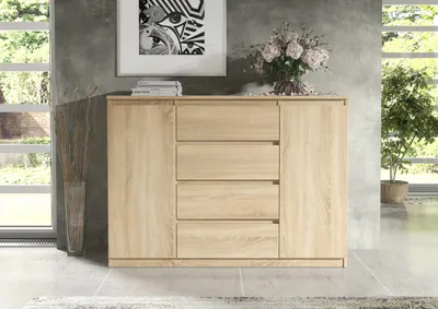 Produktbild von Moderne Kommode 120 cm mit 2 Türen und 4 Schubladen