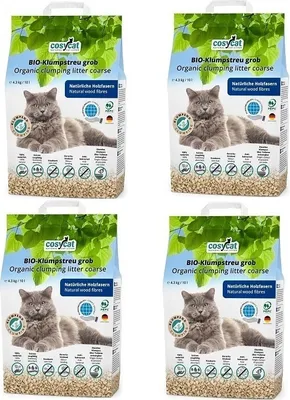 Produktbild von 4x10L CosyCat -Klumpstreu GROB aus Holz 100% natürliches Katzenstreu 40L