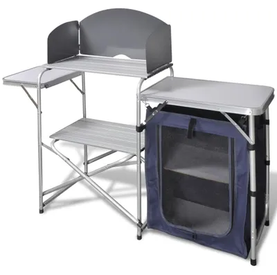 Image de Cuisine pliante pour camping - Armoire de camping - Cuisine d'extérieur - Cuisine pour camping - Cuisine de jardin - Large plan de travail