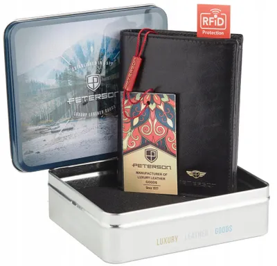 Obrázek produktu pro Peterson pánská peněženka z přírodní kůže černá RFID 13x9,5 cm