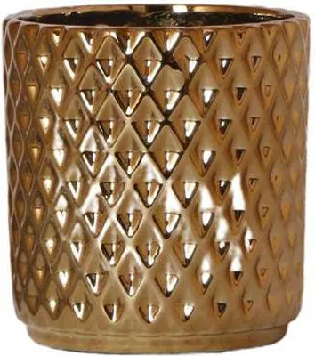 Image de Pot de fleurs en céramique et métal doré, Ø9cm - pot moderne pour plantes