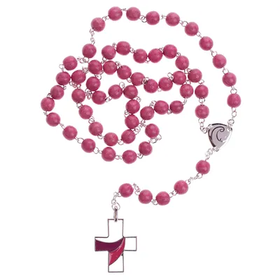Produktbild von FRITZ COX Holzrosenkranz, mit emailliertem Kreuz rosa