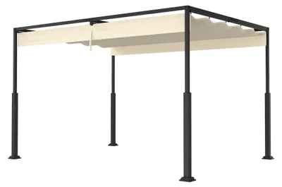 Produktbild von QEENTOE 3x4m Metall Pergola Beige, stabil wasserdicht Terrassenüberdachung Pavillon für Garten, Terrasse und Deck