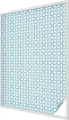 Obrázok produktu pre Vitrážová fólia na okno - 146x100 cm - vitrážový vzor - nepriehľadná dekoratívna fólia na ochranu súkromia - samolepiaca, UV ochrana - modré ornamenty