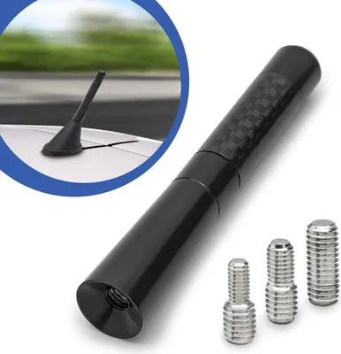 Produktbild von Universal 9cm Auto Kurz Stab Dach Antenne Radio Carbon Design KFZ PKW