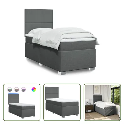 Produktbild von The Living Store Boxspringbett mit Matratze Dunkelgrau 90x190 cm Stoff