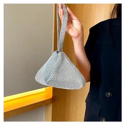 Produktbild von Clutch Glitzer Damen,Abendtasche Hohe Kapazität mit Reißverschluss,Strass Handtasche,Silberne Mode-Abendtasche,für Abschlussbälle,Tanzveranstaltungen,Partys und Hochzeiten