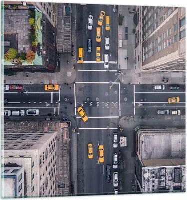Produktbild von Bilder auf glas - New York Straße - 40x40cm - Glasbilder - Wandbilder - Kunstdruck - zum Aufhängen bereit - Wanddekoration aus Glas - Glas Bilder - Wandbild auf Glas - Einteilig - GAC40x40-3429