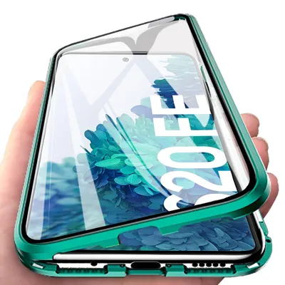 Obrázek produktu pro Galaxy S20 FE Pouzdro, Celotělový Kryt z Tvrzeného Skla s Magnetickou Adsorpcí, Kovový Rám, Kompletní Ochranné Pouzdro pro Samsung Galaxy S20 FE zelené