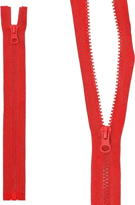 Image de mumbi Fermeture éclair divisible 5mm 60cm rouge plastique fermeture éclair avec zip dents grossières
