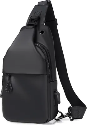 Produktbild von Kleiner schwarzer Sling-Crossbody-Rucksack, Schultertasche für Männer und Frauen,