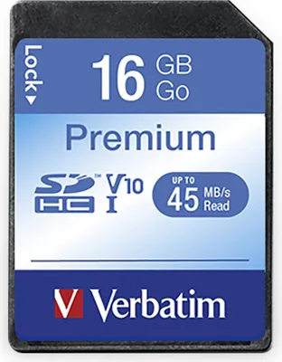 Zdjęcie produktu dla Verbatim Premium, 16 GB, SDHC, Klasa 10, 10 MB/s, 10 MB/s