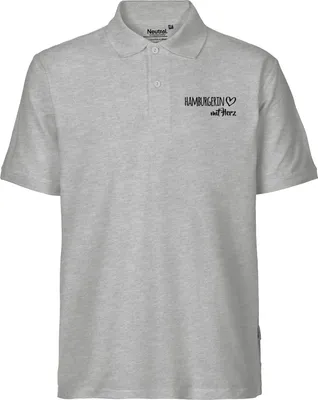 Produktbild von Huuraa Herren Polo Shirt Hamburgerin mit Herz S Sport Grey Bio Baumwolle Fairtrade Poloshirt Geschenkidee