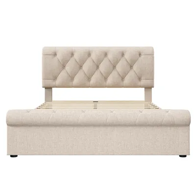 Produktbild von Flieks Polsterbett 140x200cm mit Lattenrost, Bettgestell 140x200cm Doppelbett mit 4 Schubladen und Verstellbar Kopfteil, Jugendbett Stauraumbett