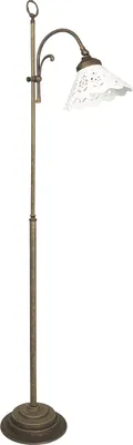 Produktbild von Stehleuchte Echt-Messing Keramik E27 130 cm hoch in Bronze Antik matt Weiß Rustikal Keramiklampe