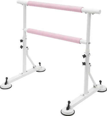 Obrázok produktu pre Vnútorná gymnastická tyč - Voľne stojaca horizontálna tyč - Nastaviteľná výška 84-110 cm - 6 výškových úrovní - Tréning rovnováhy a tanca - Ružová