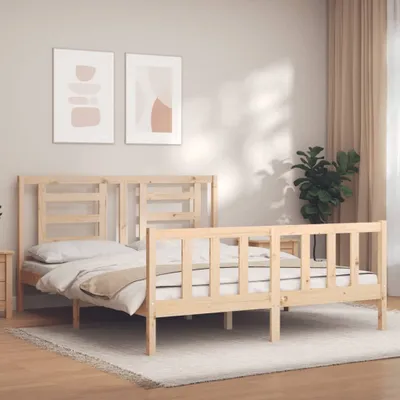 Imagen del producto de Cama de madera maciza "Living Store" con cabecero, tamaño 160x200 cm