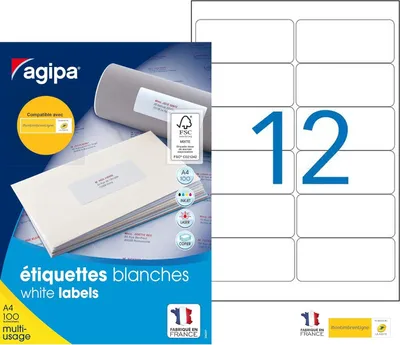 Produktbild von agipa Universal-Etiketten 99,1 x 42,3 mm weiß 1.200 Etiketten