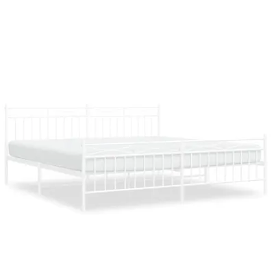 Obrázek produktu pro Postel s čelem a nohou kovová bílá 193x203 cm